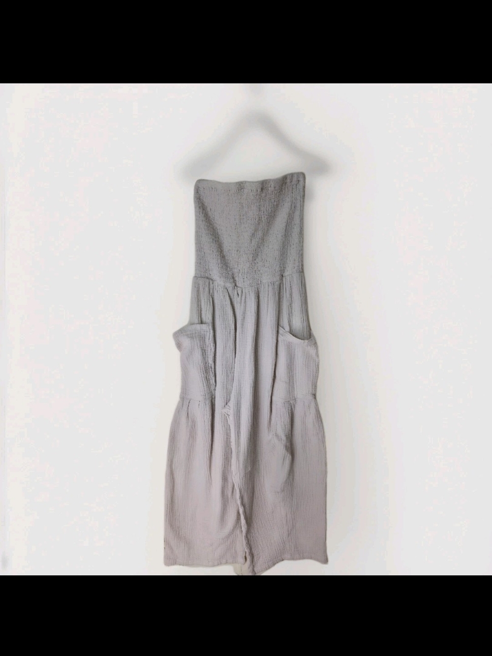 Grade & Gather Cream Strapless Smocked Jumpsuit